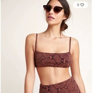 Mara Hoffman sia brown python snake print bandeau strappy bikini top XS